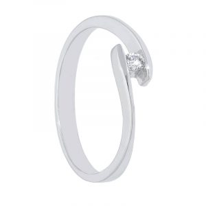 Anello Solitario abbraccio in Oro Bianco 18kt con diamante da 0,04 ct