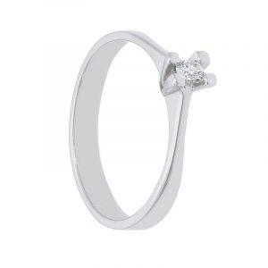 Anello Solitario in Oro Bianco 18kt con diamante da 0,04 ct