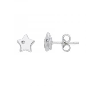 orecchini stella in oro bianco 18kt con diamanti da 0.020 ct