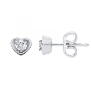orecchini punto luce cuore in oro bianco 18kt con diamanti da 0,18 ct