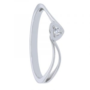 Anello Solitario in Oro Bianco 18kt a cuore con diamante da 0.04 ct