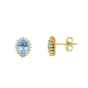 Orecchini Modello Kate in Oro Giallo 18kt con Zirconi Azzurri e Bianchi