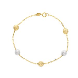 Bracciale con boule diamantate in Oro Giallo e Oro Bianco 18kt