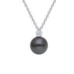Collana Perla Nera Tahitiana in oro bianco 18 kt con Diamante